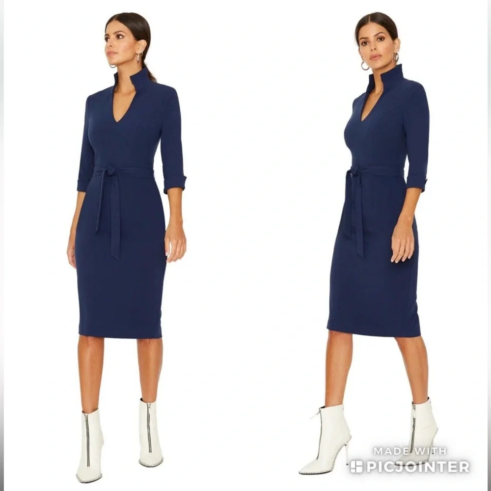 BLACK HALO Madeline Sheath Dress Pacific Blue Size 0 NEW - Picture 1 of 14